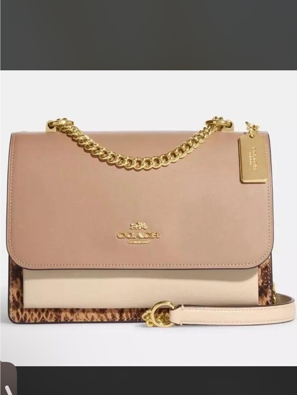 Coach Klare Leather Chain crossbody bag with Leopard Trim - Picture 2 of 7